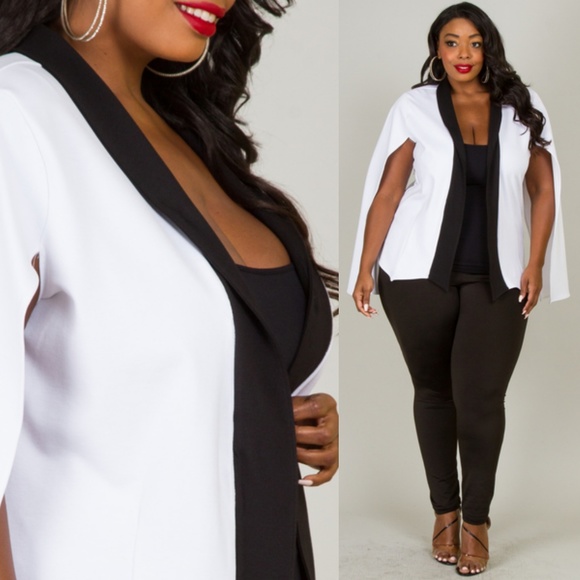 1X NEW PLUS SIZE COLOR BLOCK SLIT SLEEVE JACKET - Picture 2 of 6